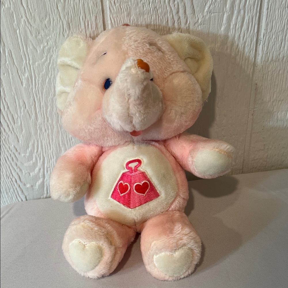 Vintage Care Bears Pink Plush Elephant Toy